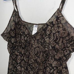 Brown snake print mesh body suit // would fit a small - x-large